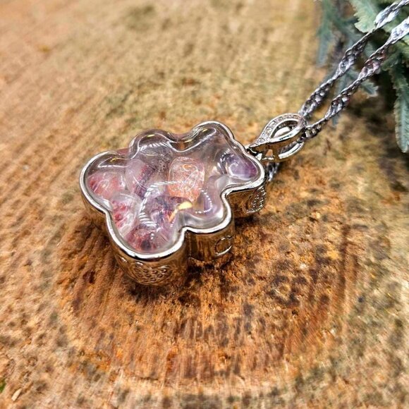 Floating Nature Super Seven Crystals Silver Bear Pendant Necklace - Picture 7 of 10